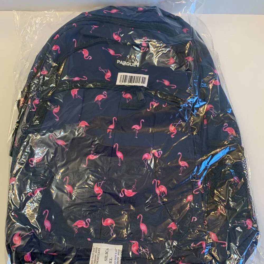 Flamingo -Navy & Pink Backpack/ Laptop Bag /School Bag- Multi-Compartment - NWT